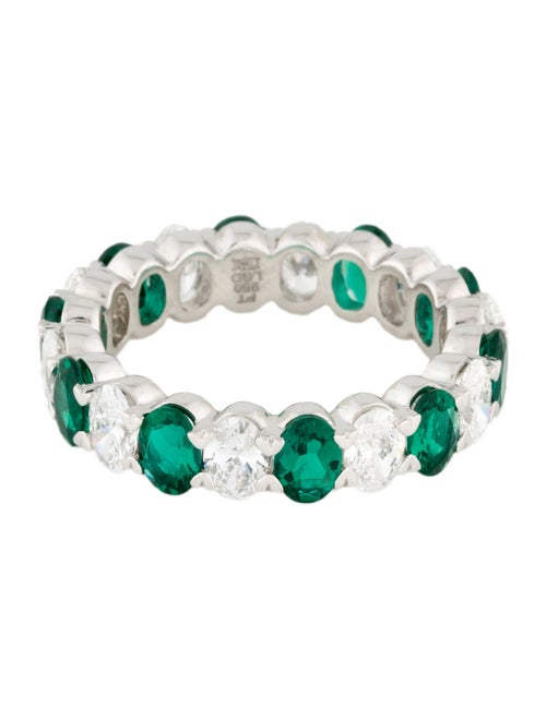 Badgley Mischka Platinum Lab-Grown Diamond & Synthetic Emerald Eternity Band