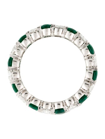 Badgley Mischka Platinum Lab-Grown Diamond & Synthetic Emerald Eternity Band