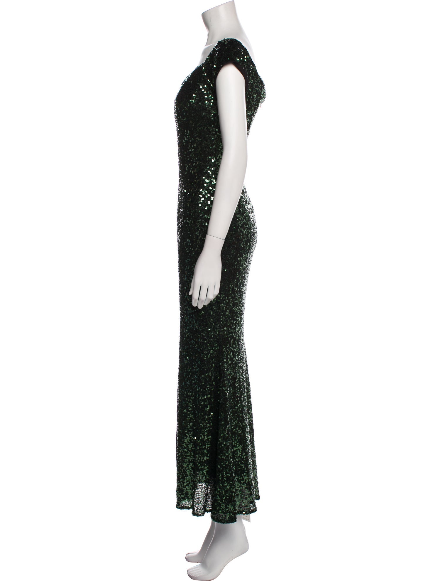 Midi Dress Badgley Mischka Emerald Sequin Dress BADGLEY MISCHKA