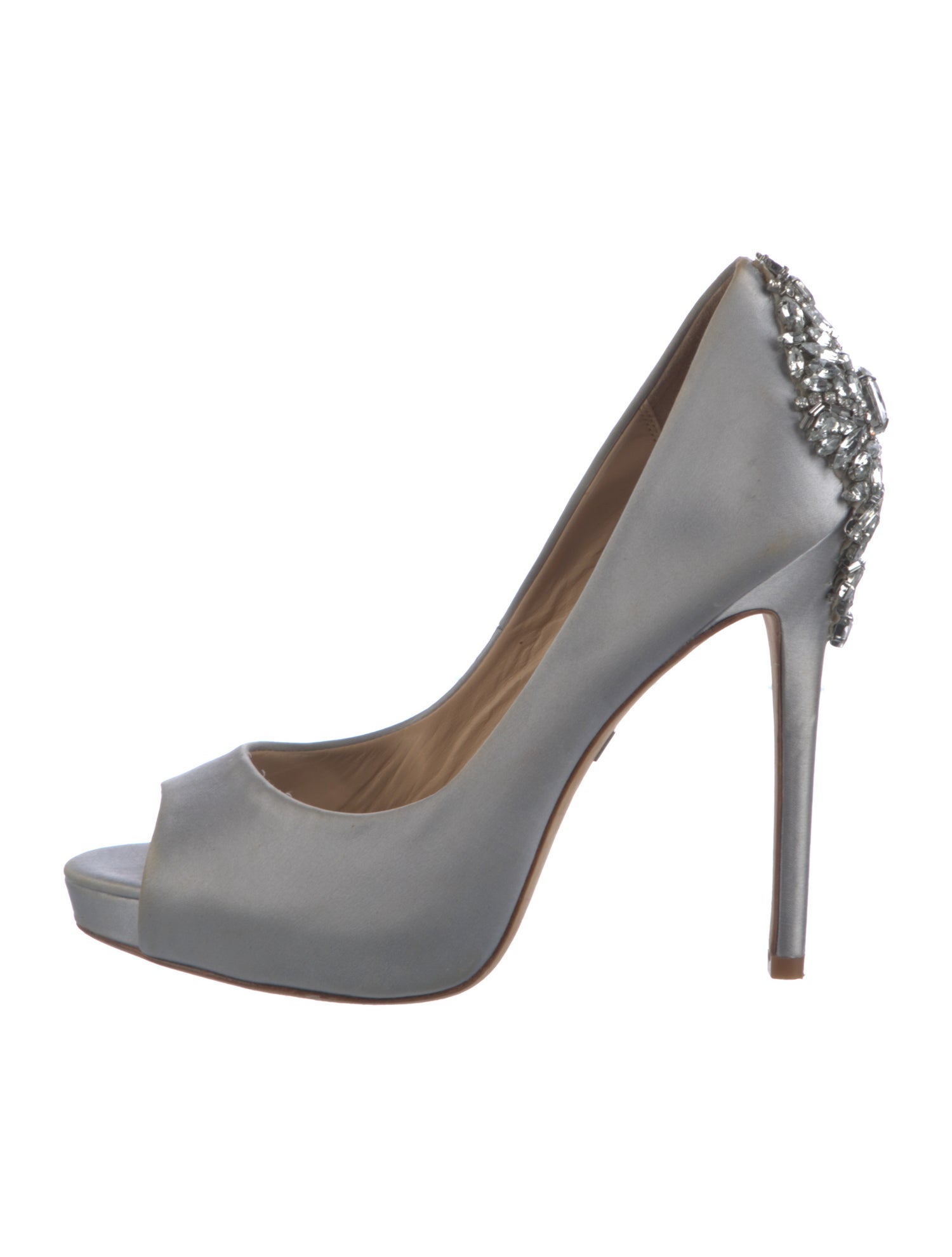 Badgley Mischka Satin Crystal Embellishments Pumps