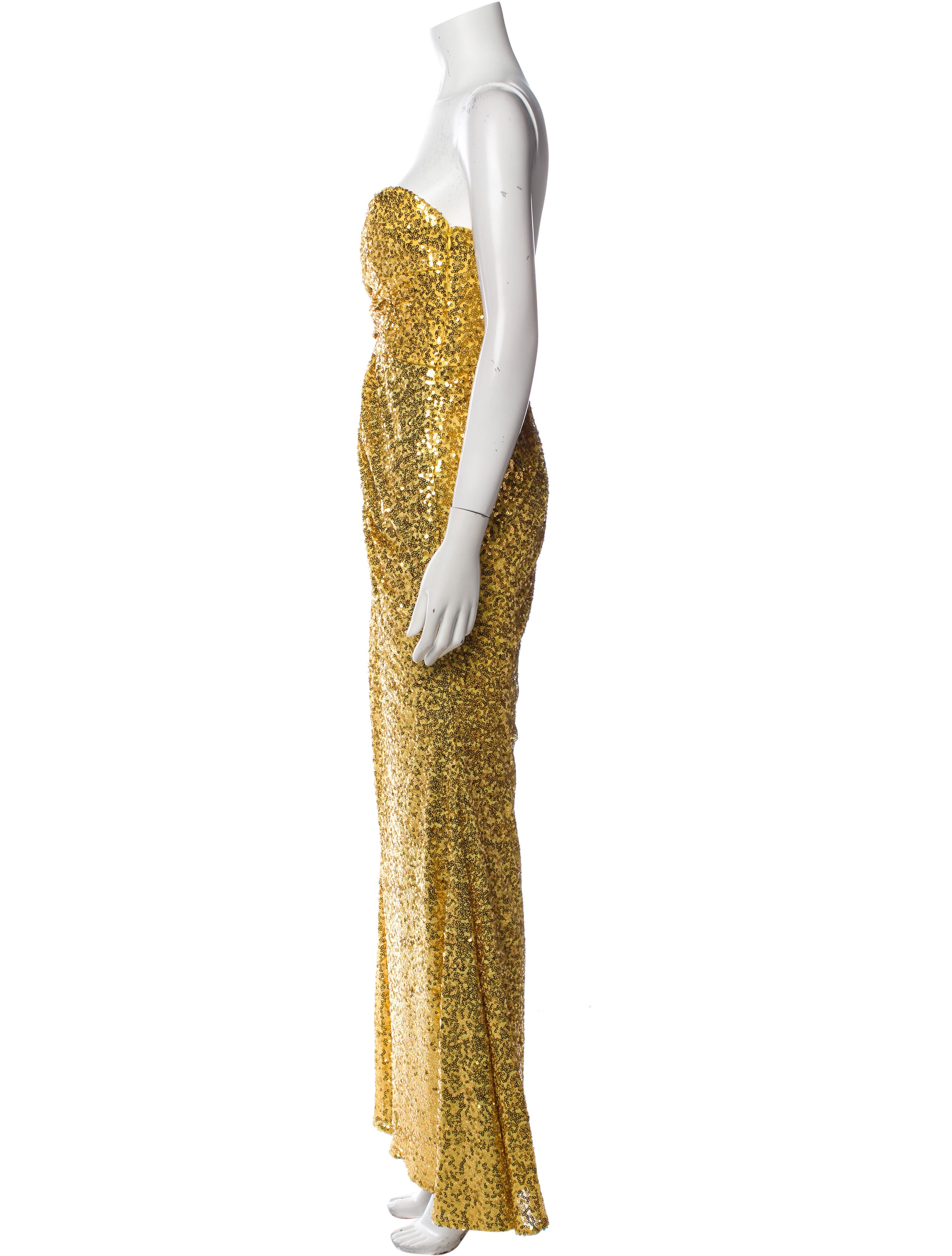 Badgley Mischka Strapless Long Dress - Yellow Dresses, Clothing - BAG66702 | The RealReal Badgley Mischka Strapless Long Dress - Yellow Dresses, Clothing - BAG66702 | The RealReal