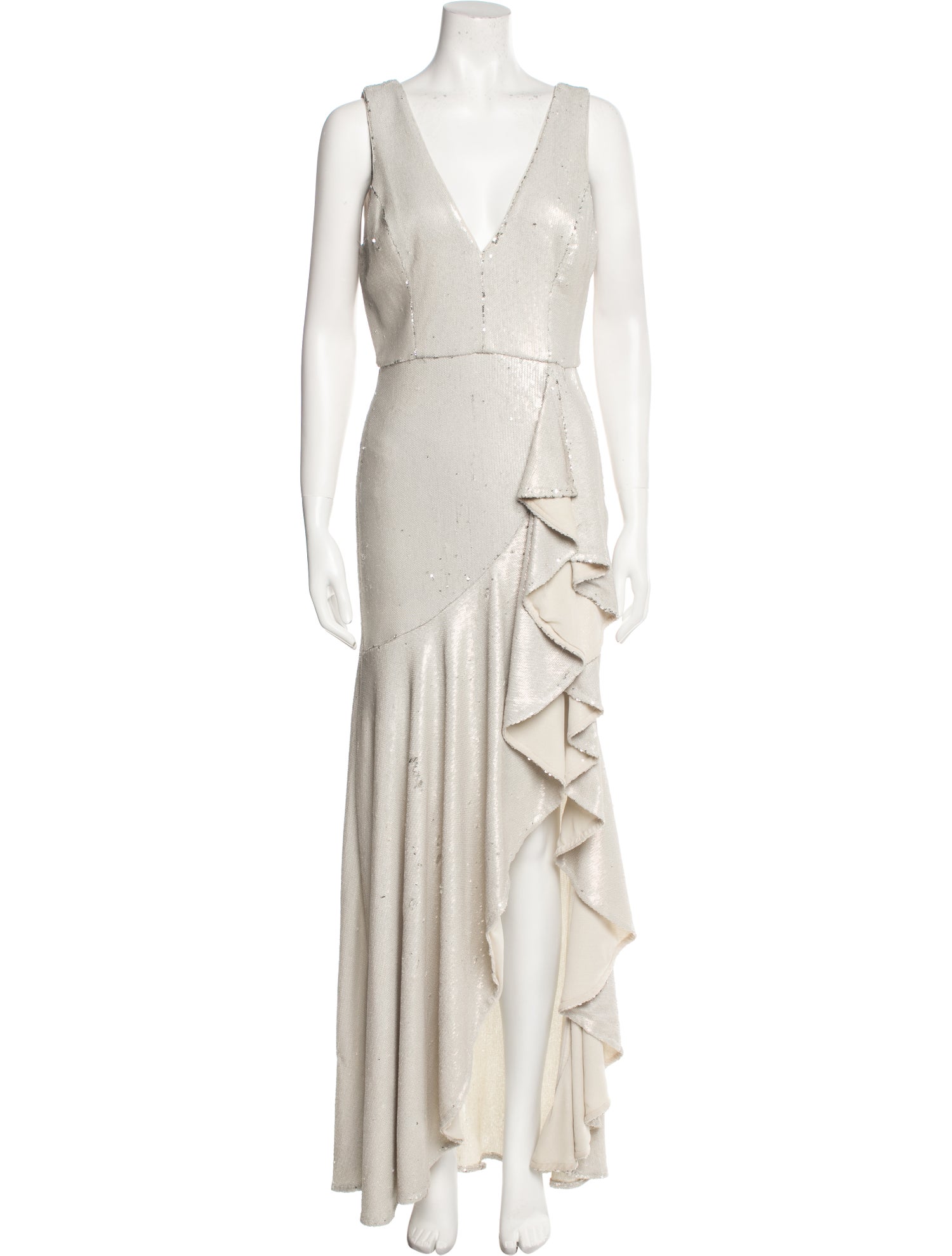 Badgley Mischka V-Neck Long Dress