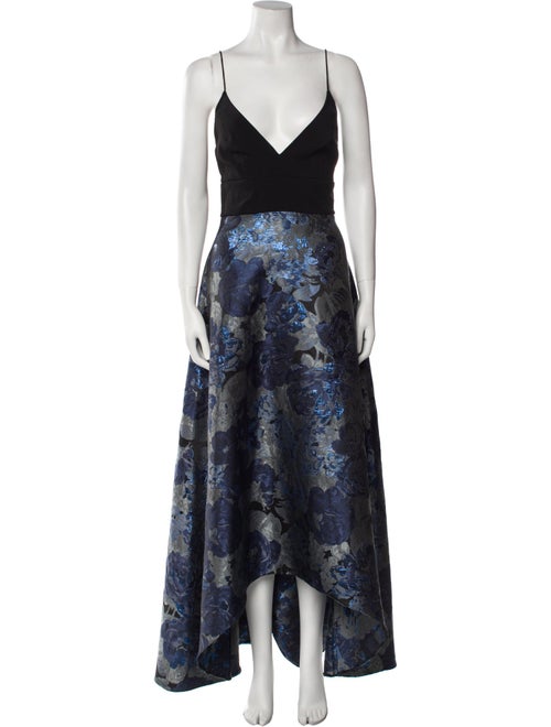 Badgley Mischka Floral Print Long Dress