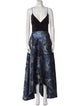 Badgley Mischka Floral Print Long Dress