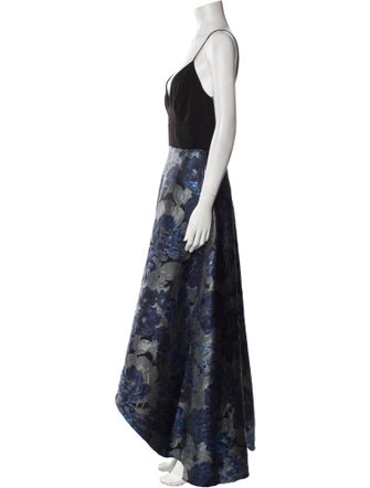 Badgley Mischka Floral Print Long Dress