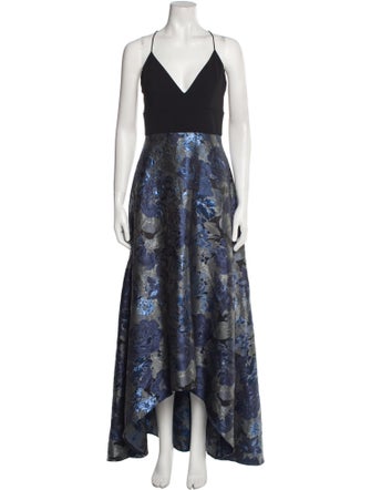 Badgley Mischka Floral Print Long Dress