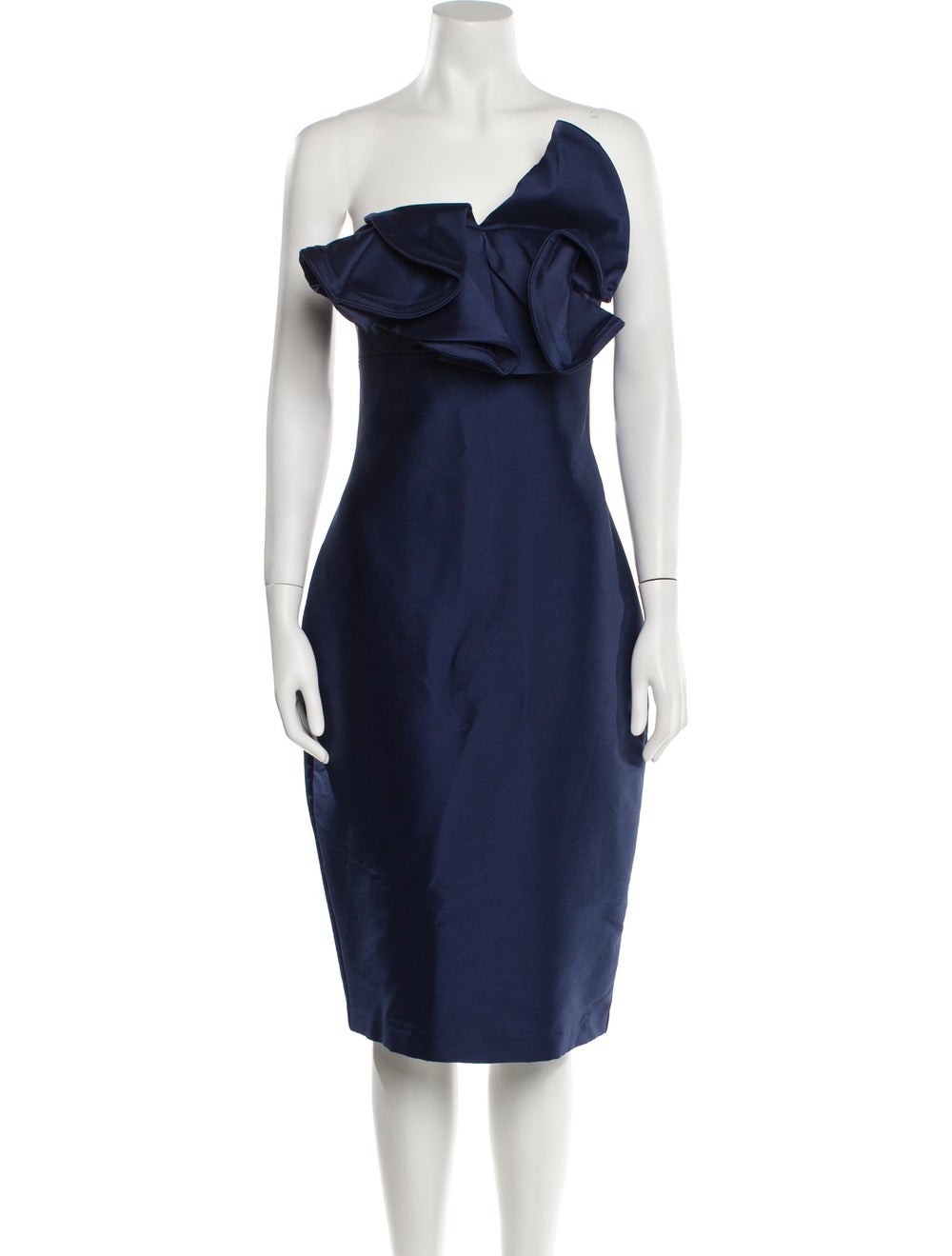 Badgley Mischka Dress Blue Bow Accents Sleeveless with One