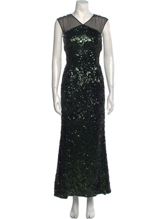 Badgley Mischka V-Neck Long Dress