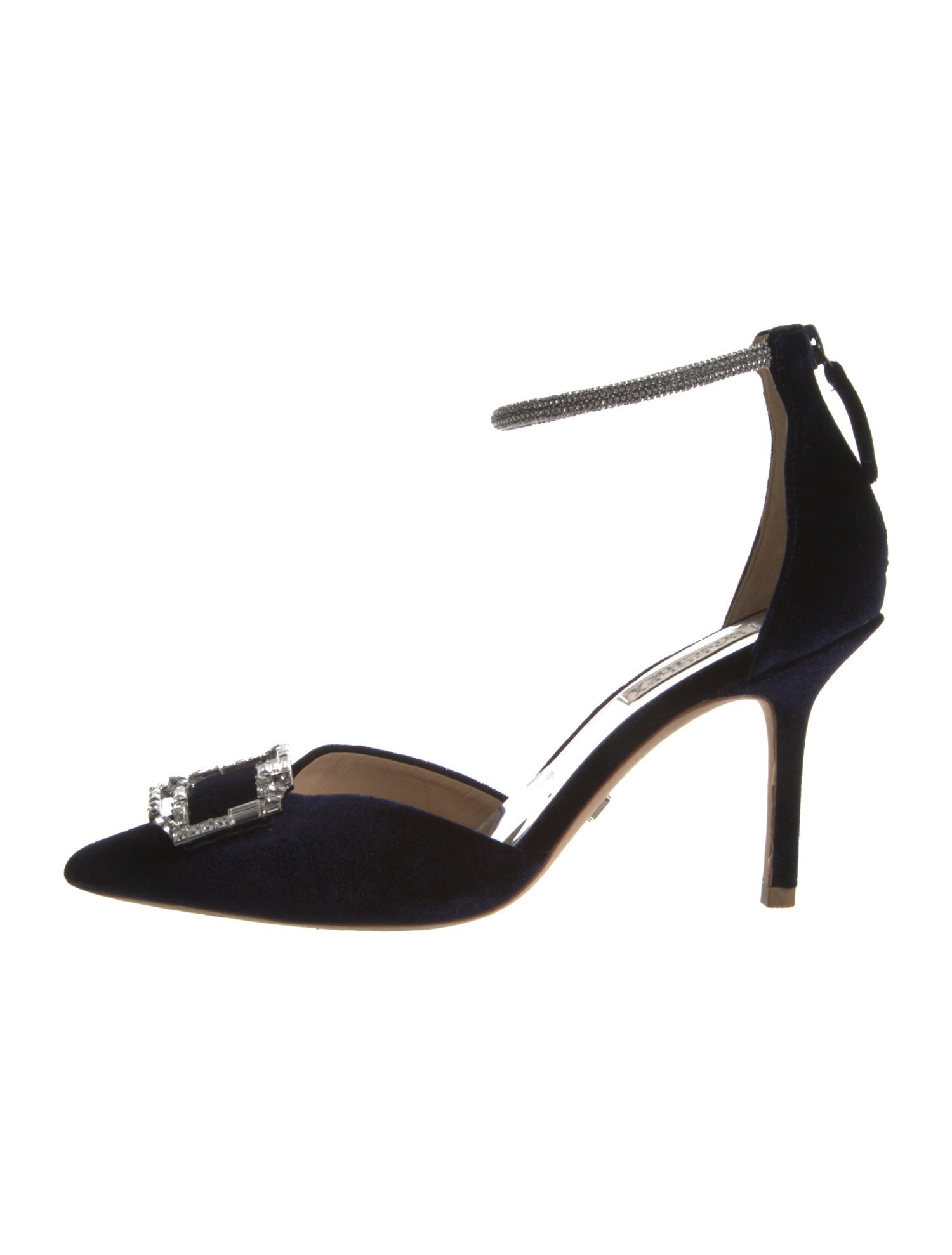 Badgley Mischka Velvet Crystal Embellishments D'Orsay Pumps
