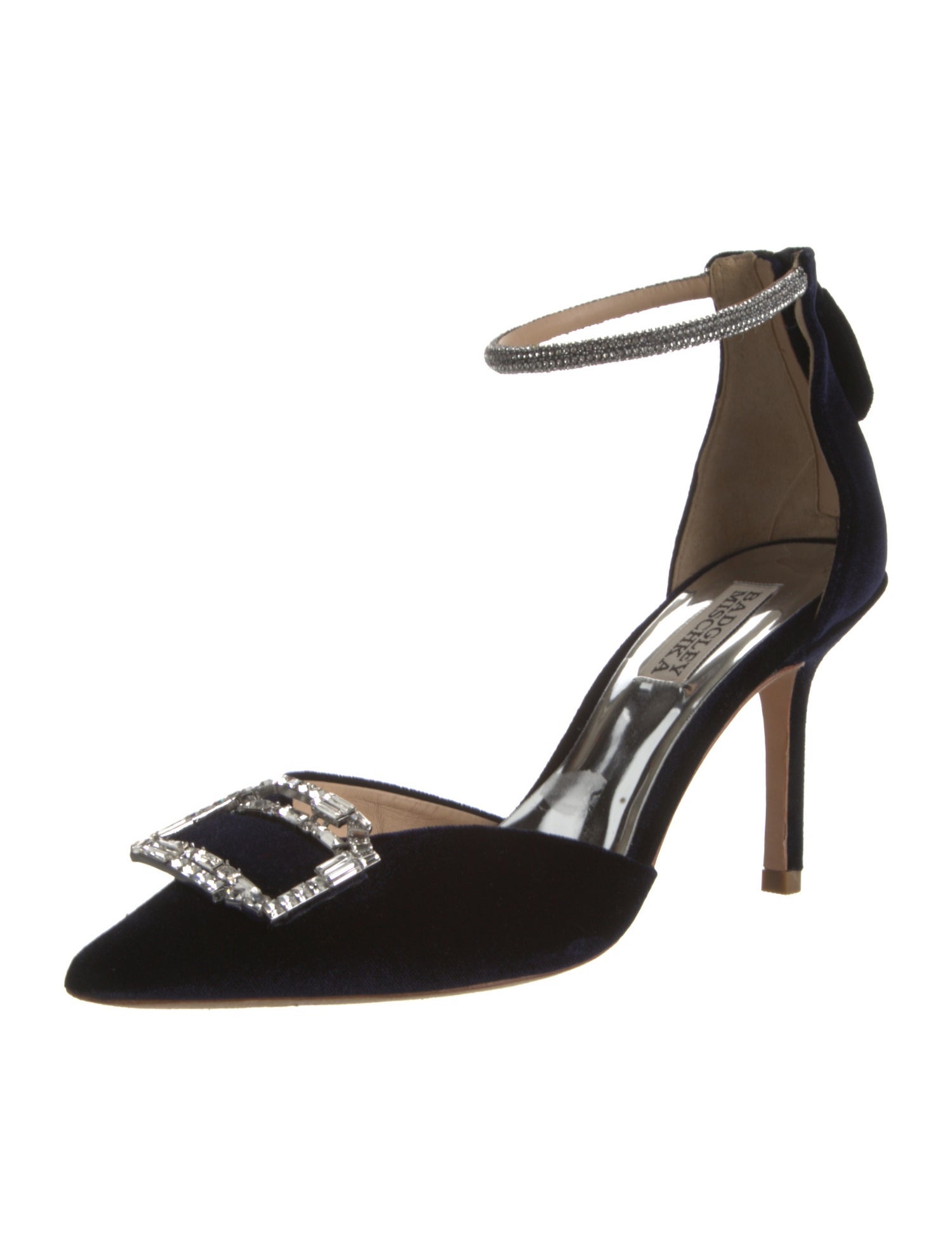 Badgley Mischka Velvet Crystal Embellishments D'Orsay Pumps