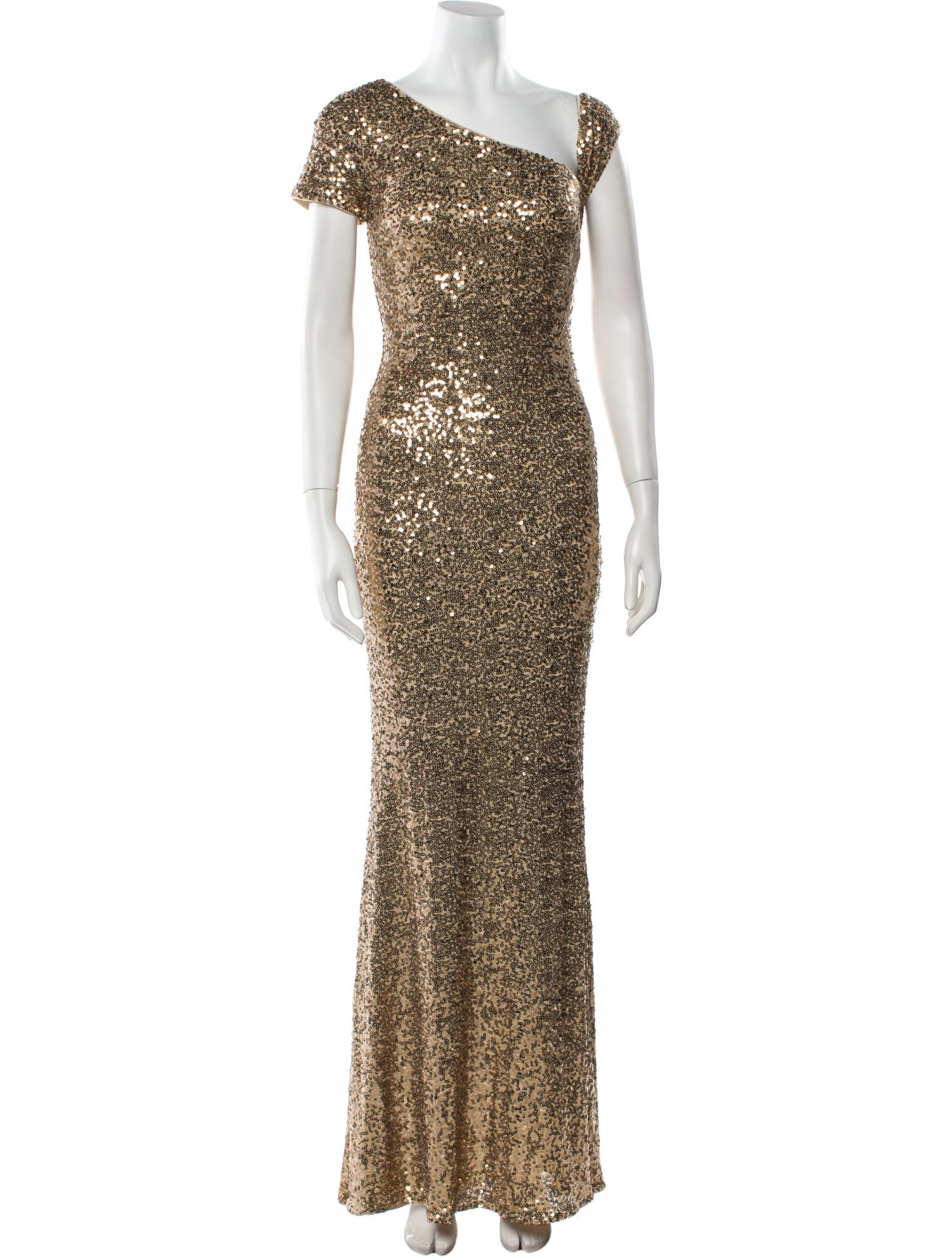 Badgley Mischka One-Shoulder Long Dress