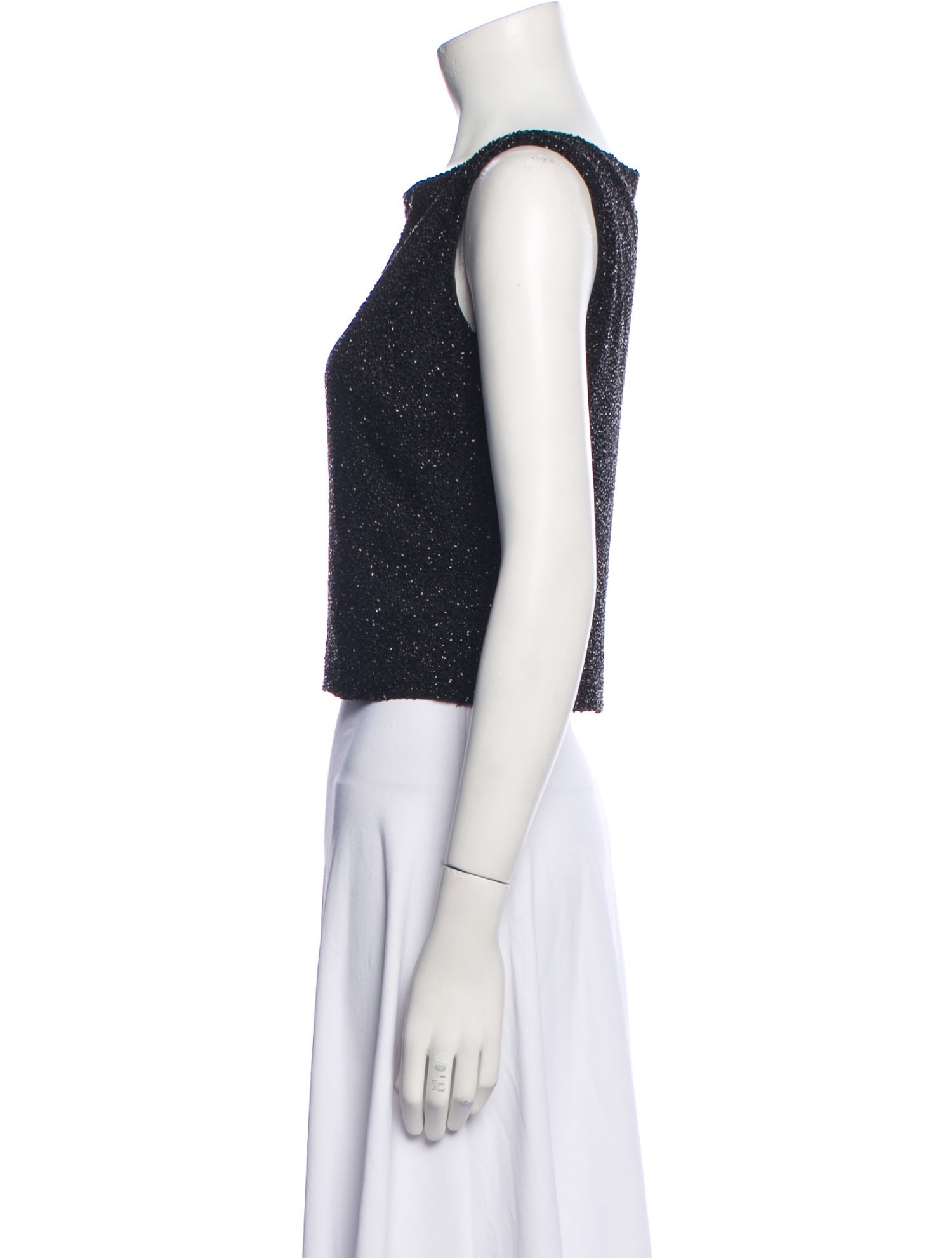 Badgley Mischka Bateau Neckline Sleeveless Crop Top