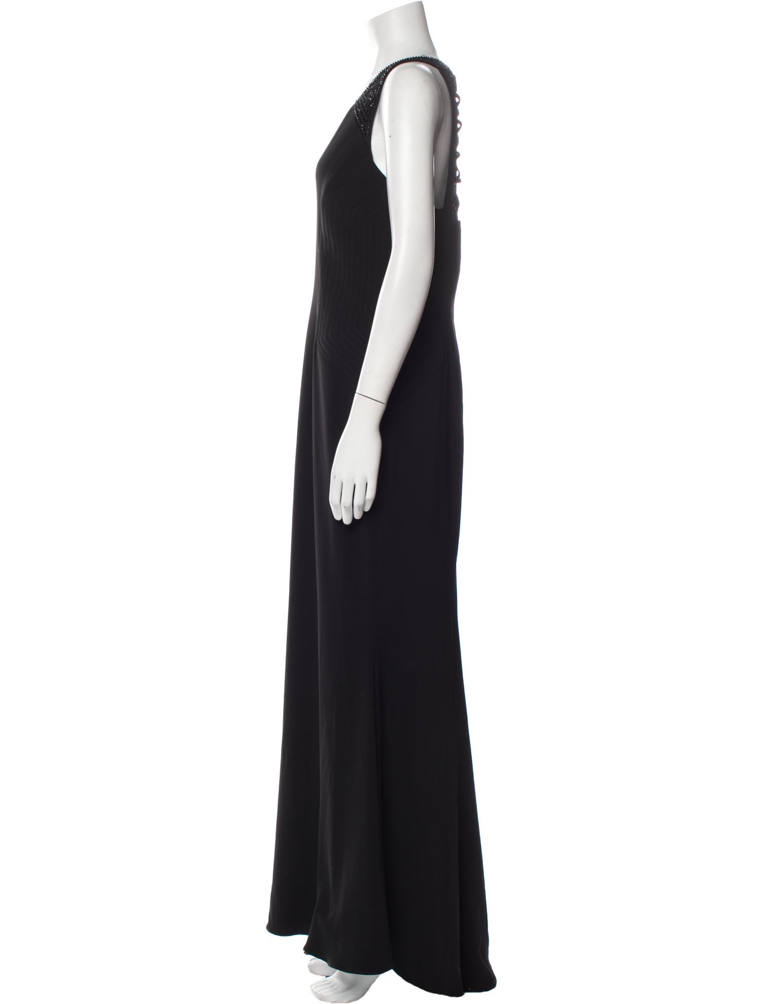 Badgley Mischka V-Neck Long Dress