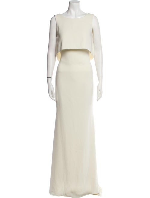 Badgley Mischka Bateau Neckline Long Dress