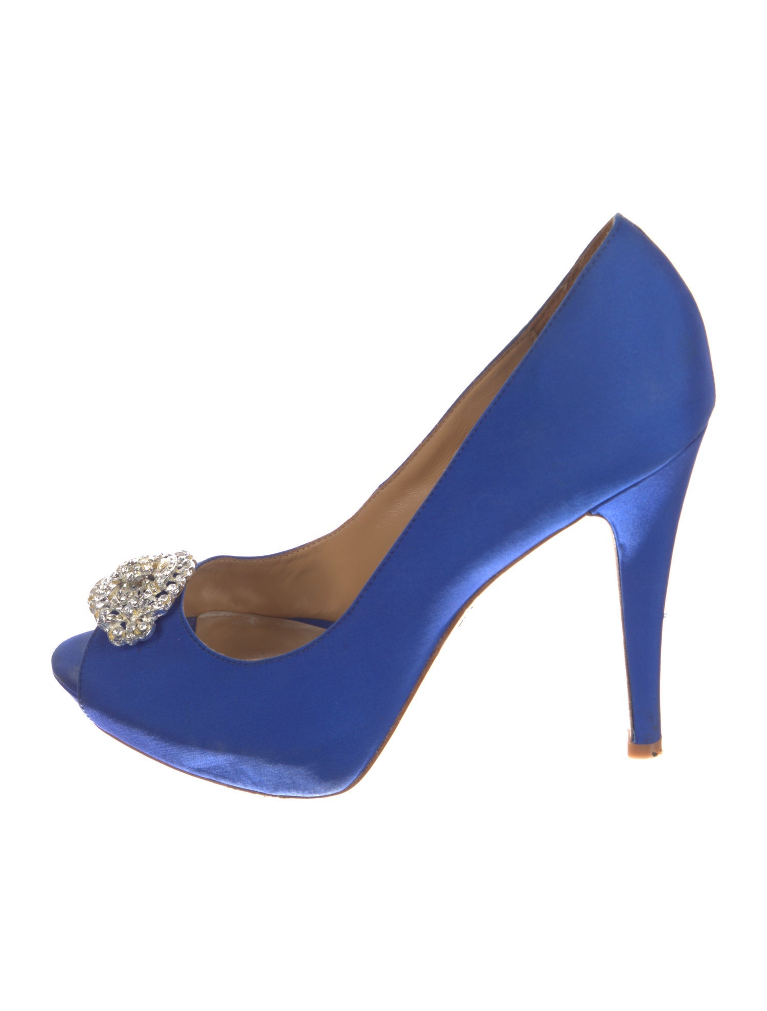 Badgley Mischka Satin Crystal Embellishments Pumps