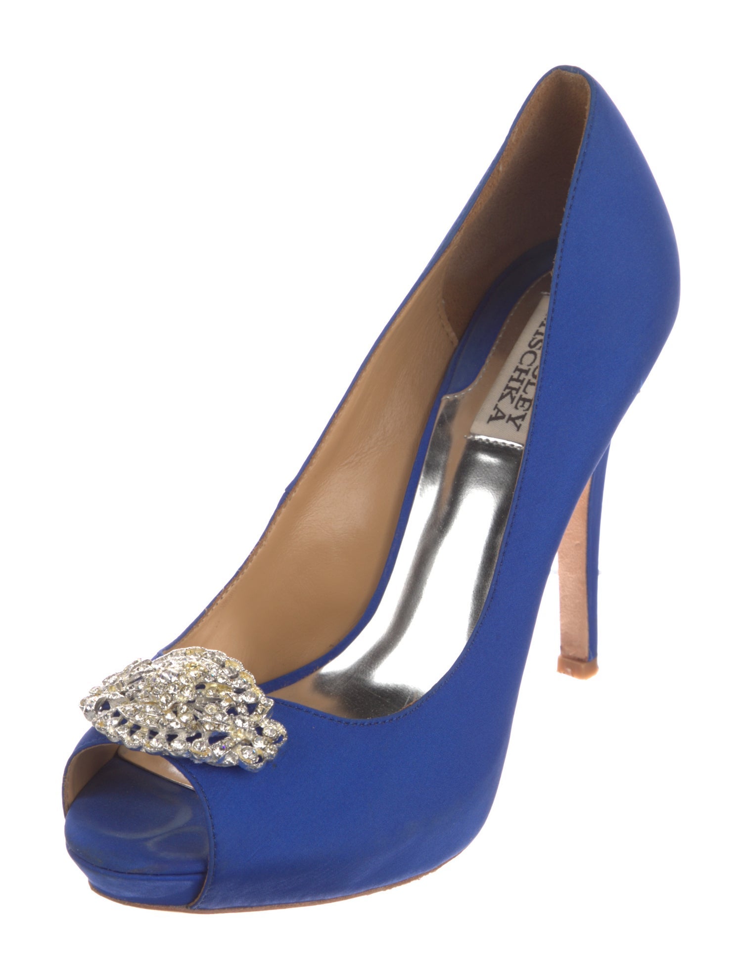 Badgley Mischka Satin Crystal Embellishments Pumps