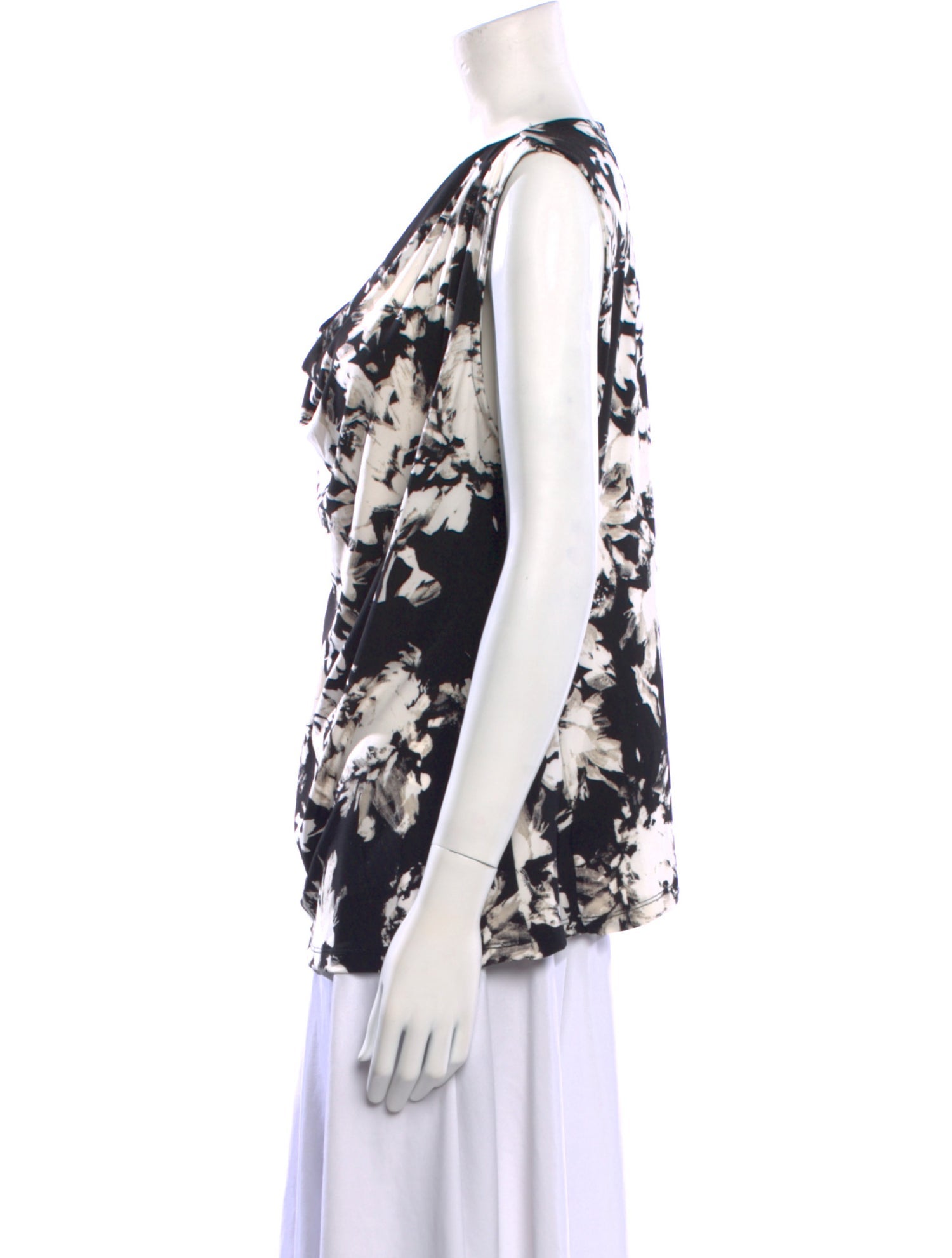 Badgley Mischka Floral Print Cowl Neck Blouse