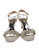 Badgley Mischka Faux Pearl Accents Satin Sandals