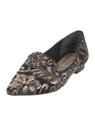 Badgley Mischka Velvet Sequin Embellishments Loafers