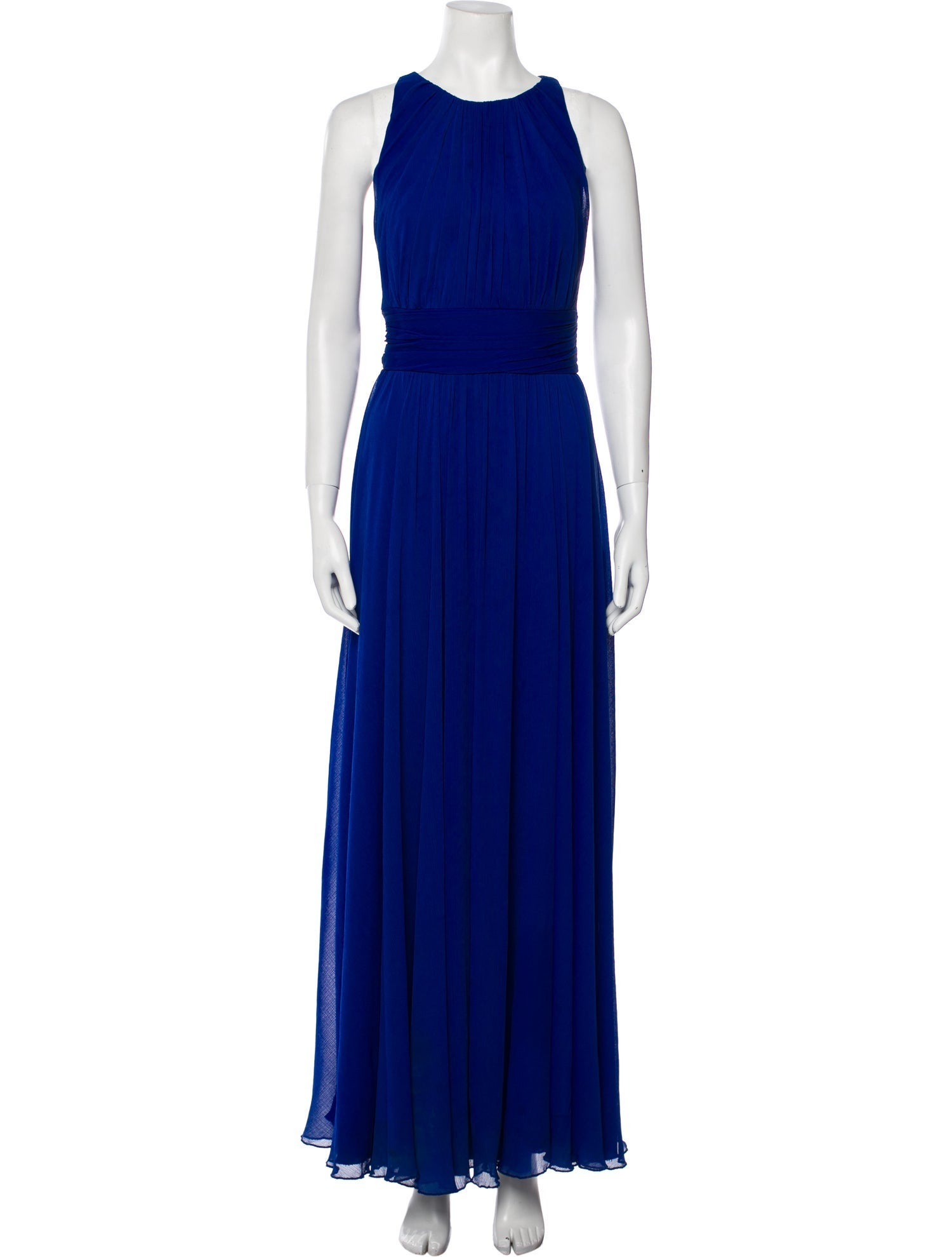 Badgley Mischka Crew Neck Long Dress