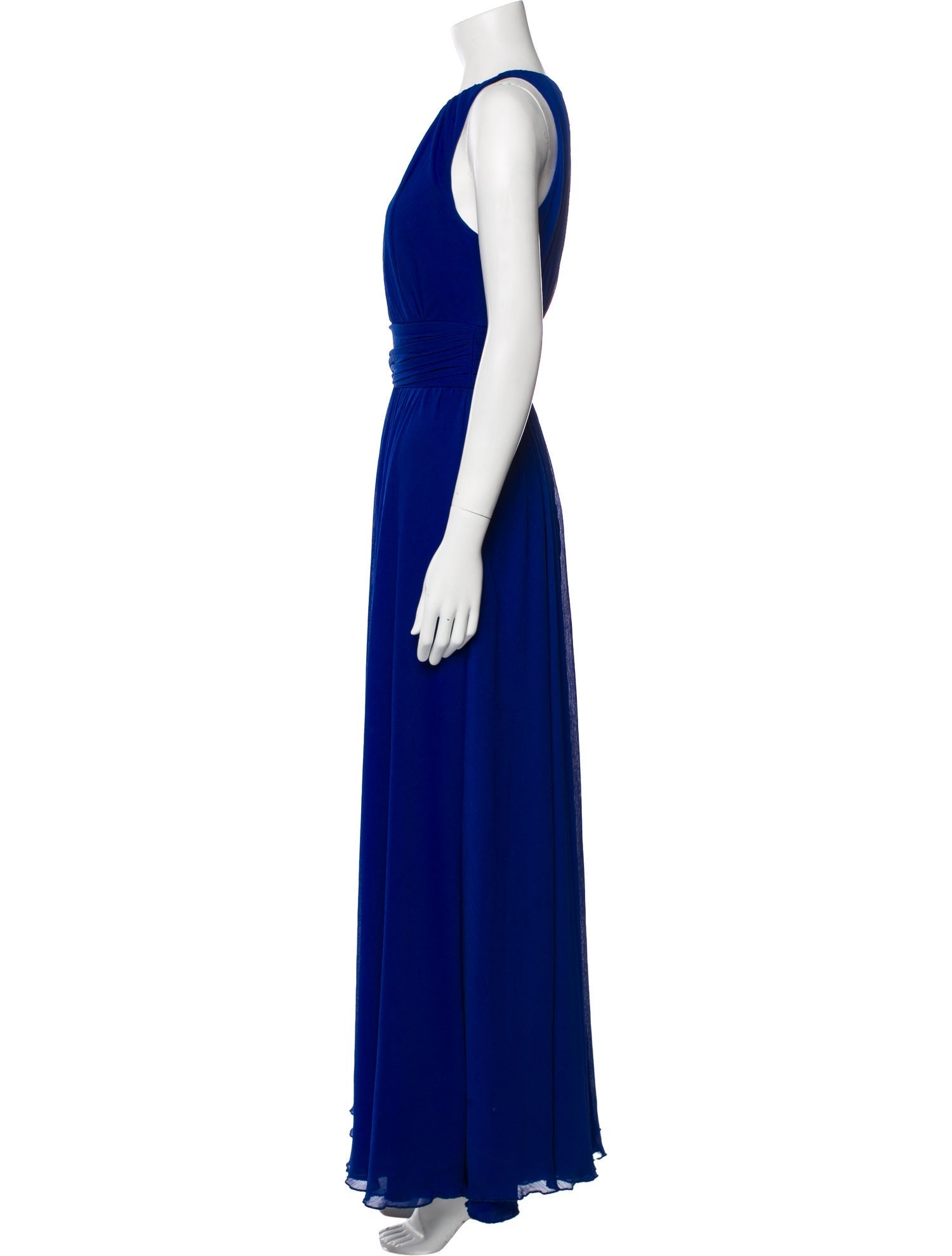 Badgley Mischka Crew Neck Long Dress