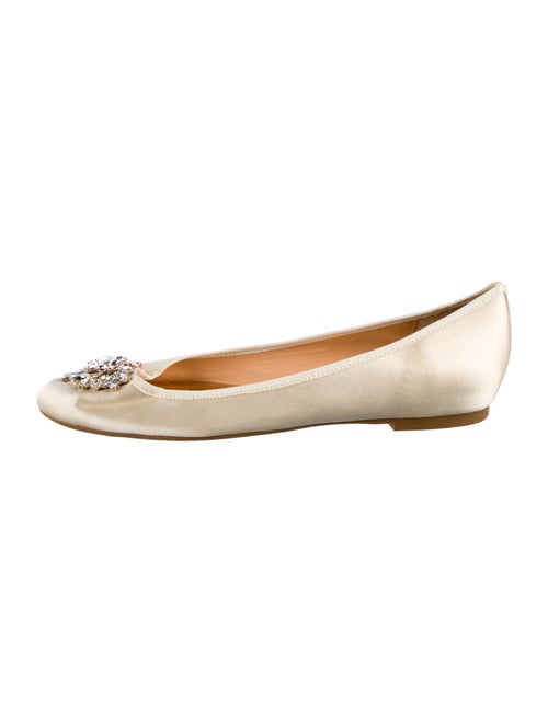 Badgley Mischka Satin Crystal Embellishments Ballet Flats