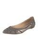 Badgley Mischka Leather Crystal Embellishments Ballet Flats