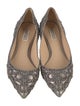 Badgley Mischka Leather Crystal Embellishments Ballet Flats