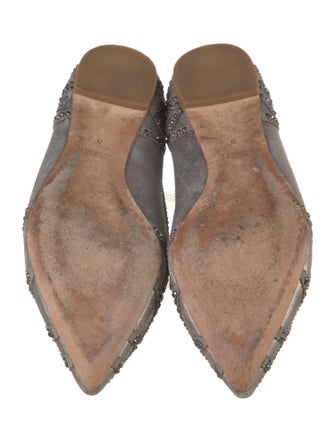 Badgley Mischka Leather Crystal Embellishments Ballet Flats