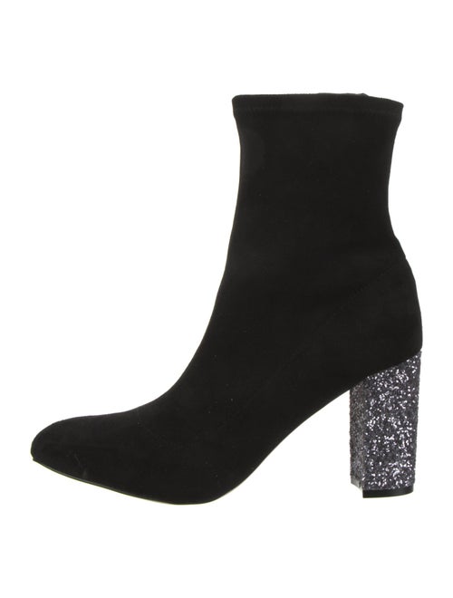 Badgley Mischka Suede Crystal Embellishments Sock Boots