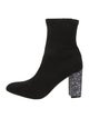 Badgley Mischka Suede Crystal Embellishments Sock Boots