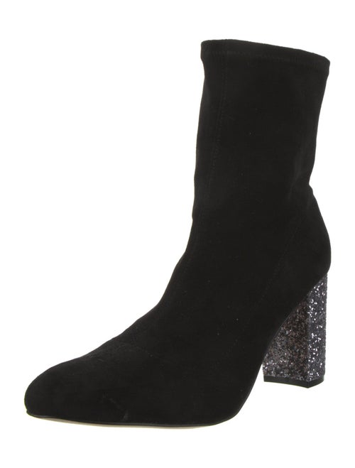Badgley Mischka Suede Crystal Embellishments Sock Boots