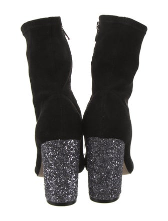 Badgley Mischka Suede Crystal Embellishments Sock Boots