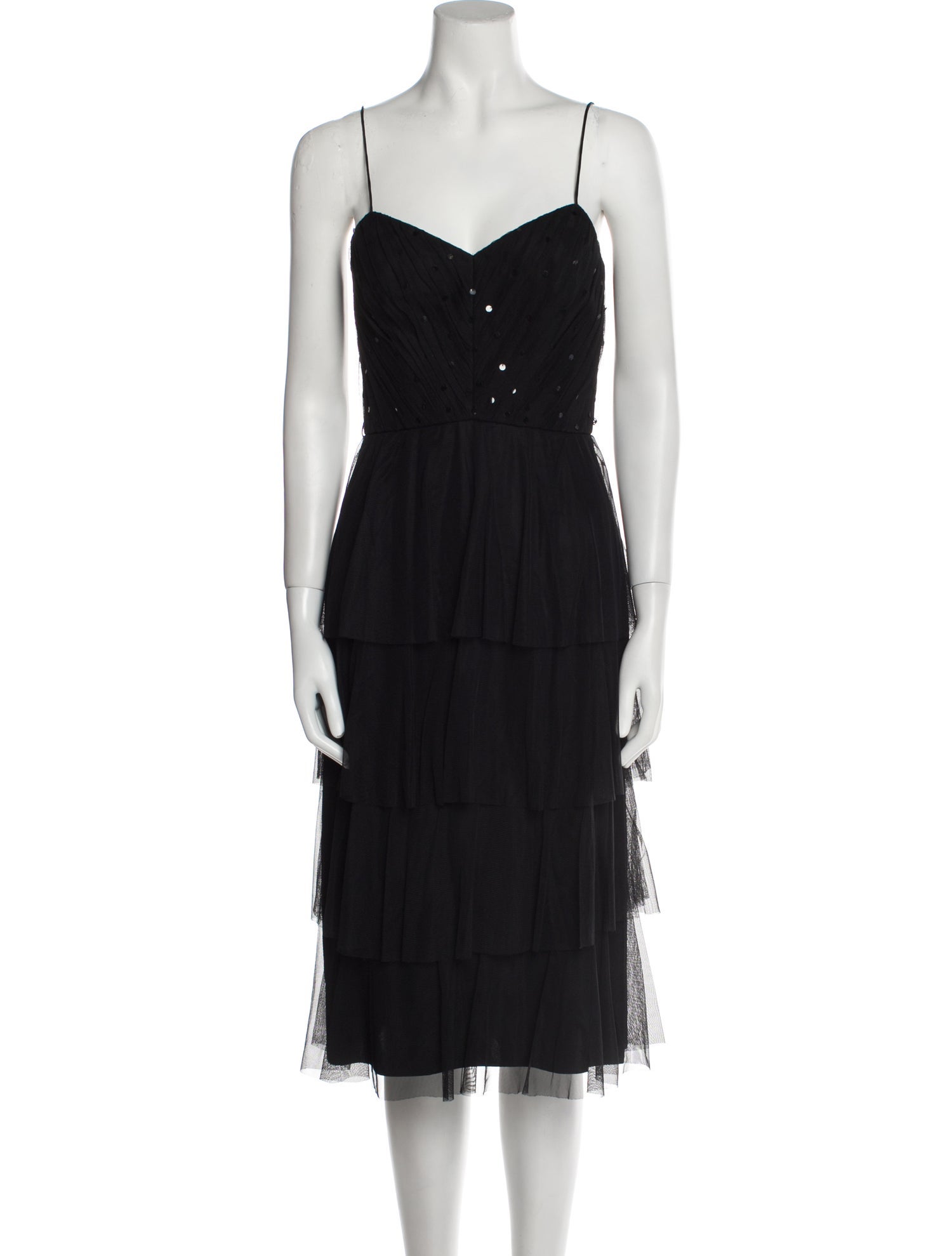 Badgley Mischka V-Neck Midi Length Dress