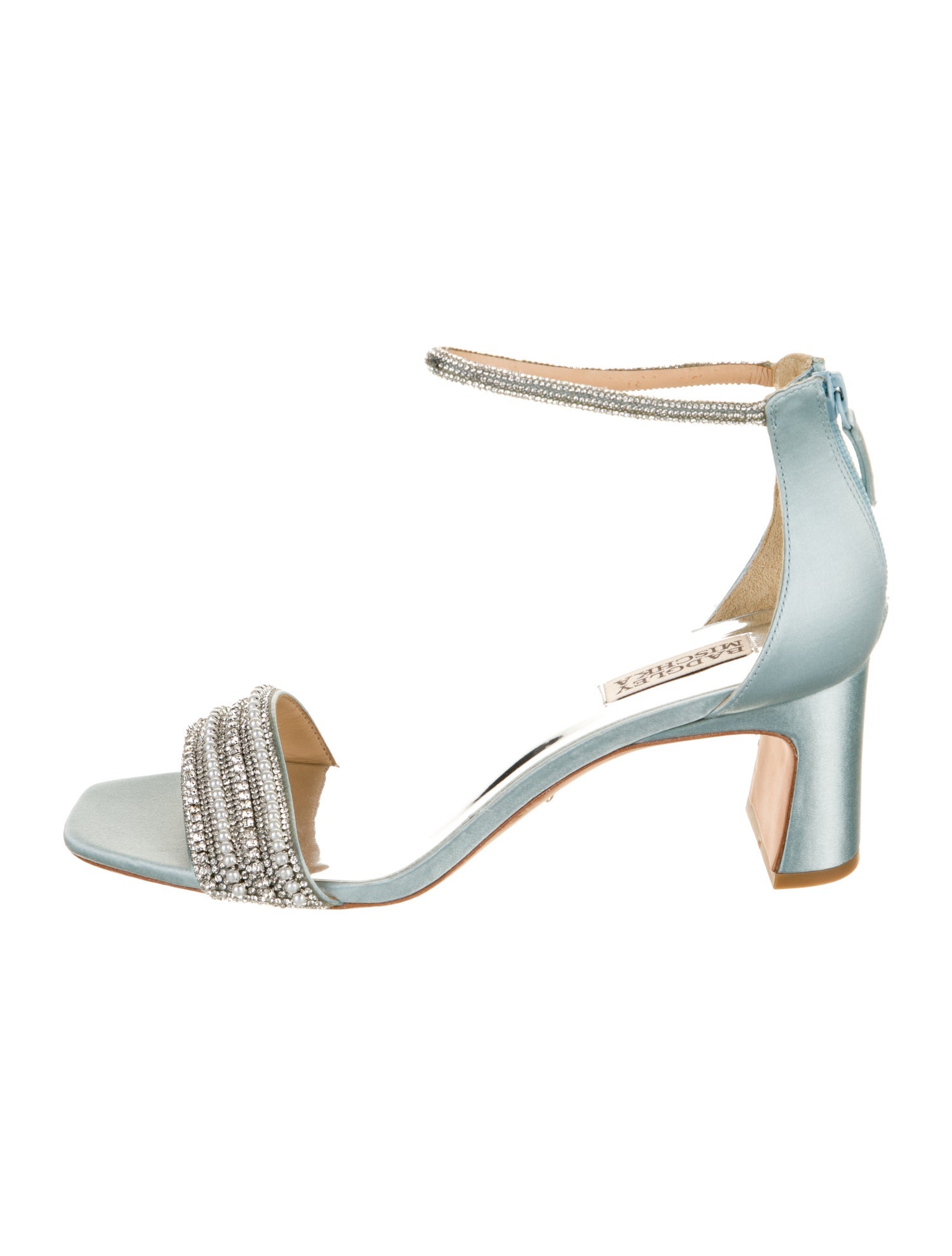 Badgley Mischka Satin Crystal Embellishments Sandals