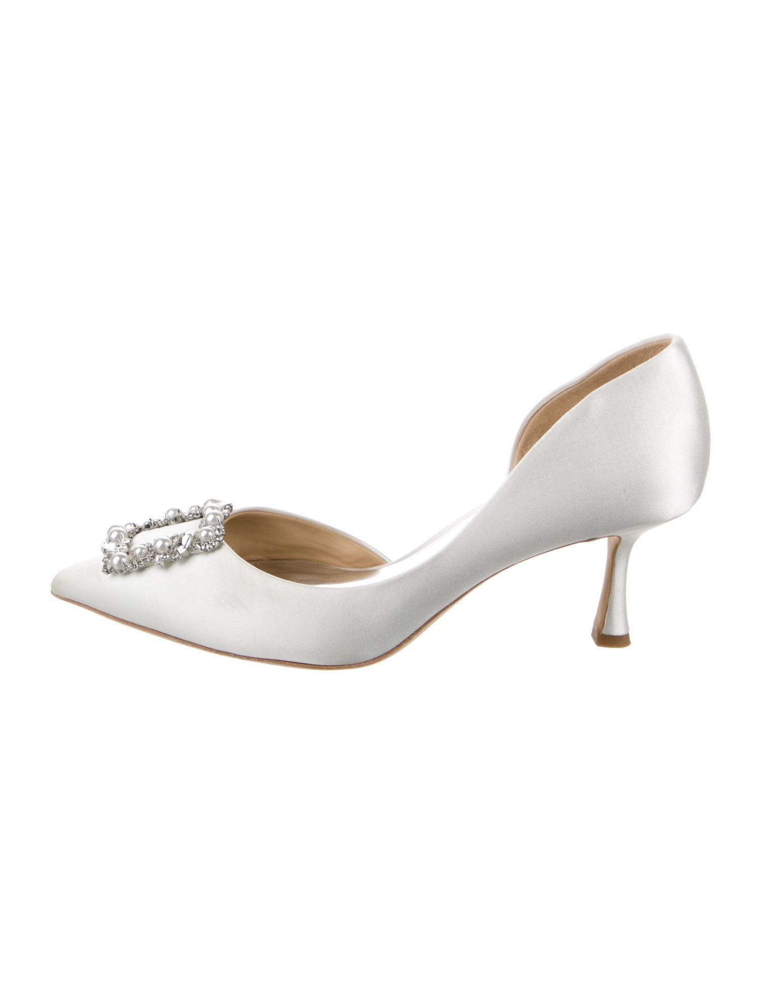 Badgley Mischka Satin Crystal Embellishments D'Orsay Pumps