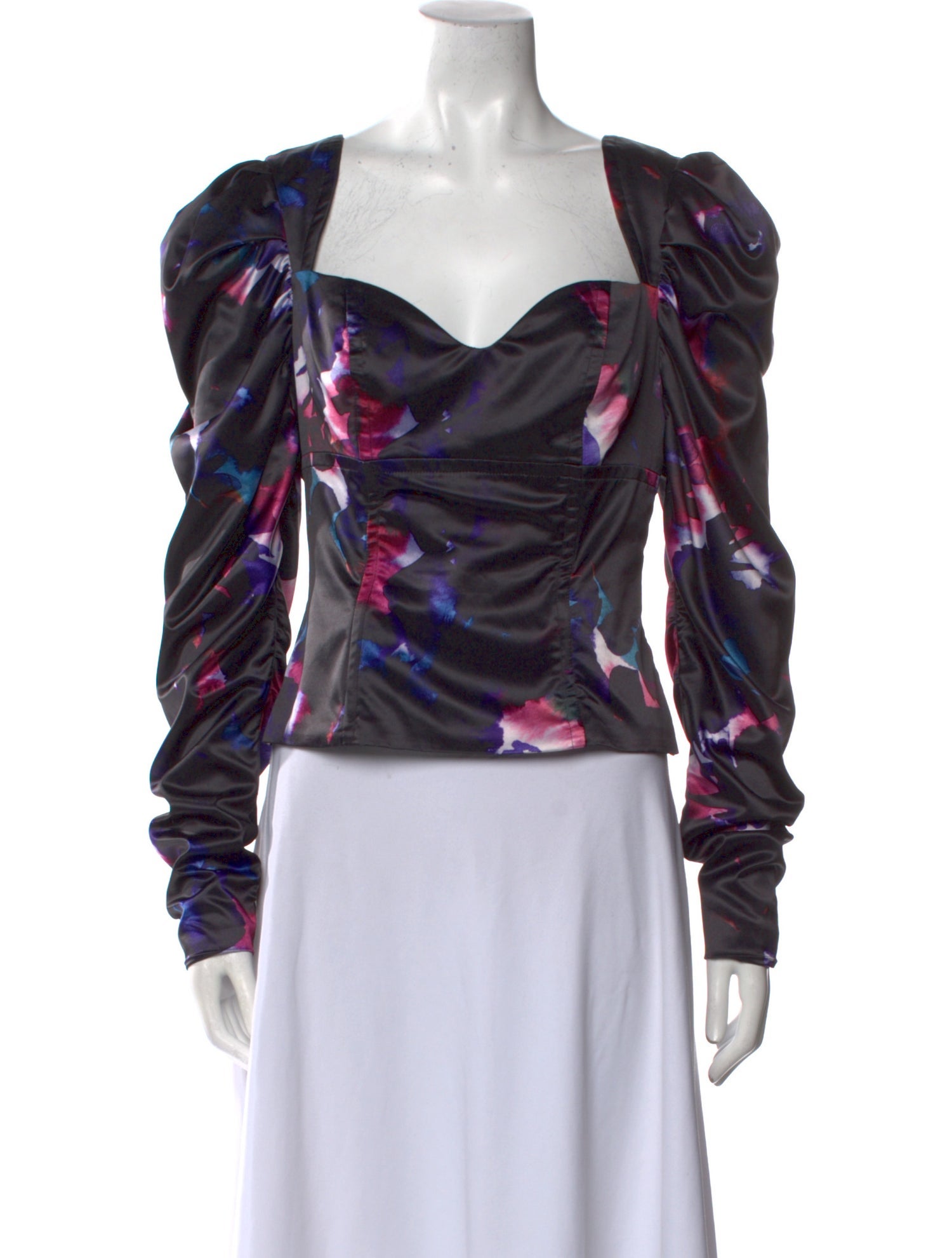 Badgley Mischka Printed Square Neckline Blouse