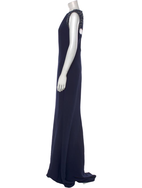 Badgley Mischka Crew Neck Long Dress