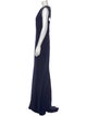 Badgley Mischka Crew Neck Long Dress