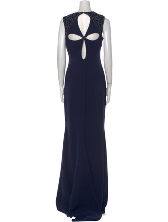 Badgley Mischka Crew Neck Long Dress