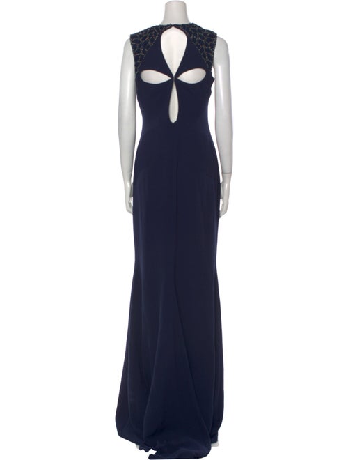 Badgley Mischka Crew Neck Long Dress