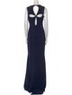 Badgley Mischka Crew Neck Long Dress
