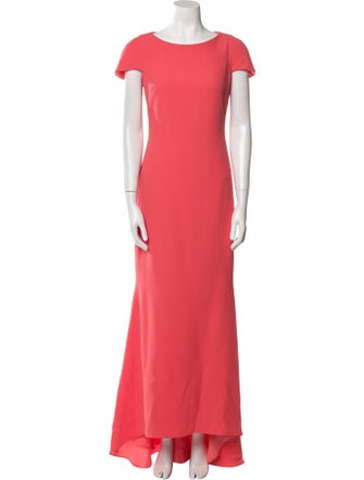 Badgley Mischka Bateau Neckline Long Dress