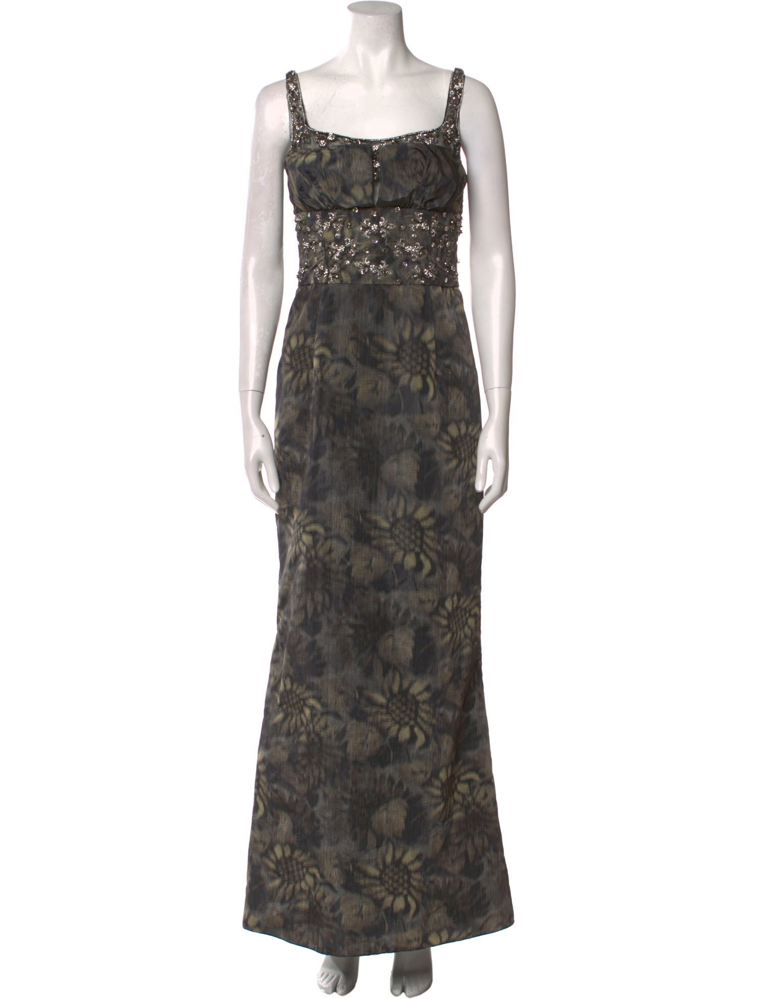 Badgley Mischka Floral Print Long Dress