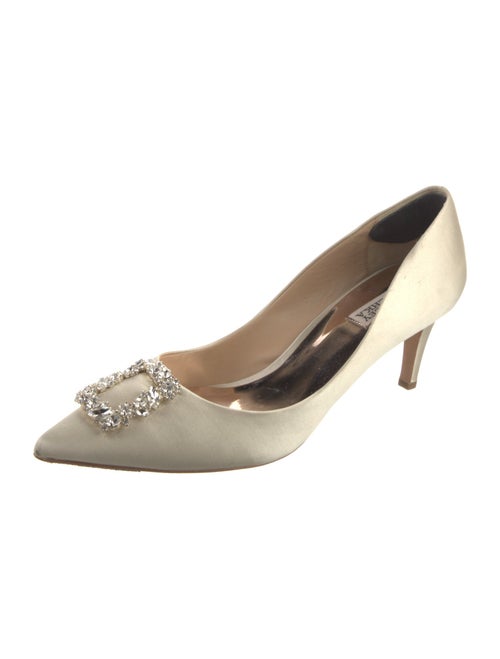 Badgley Mischka Satin Crystal Embellishments Pumps
