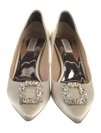 Badgley Mischka Satin Crystal Embellishments Pumps