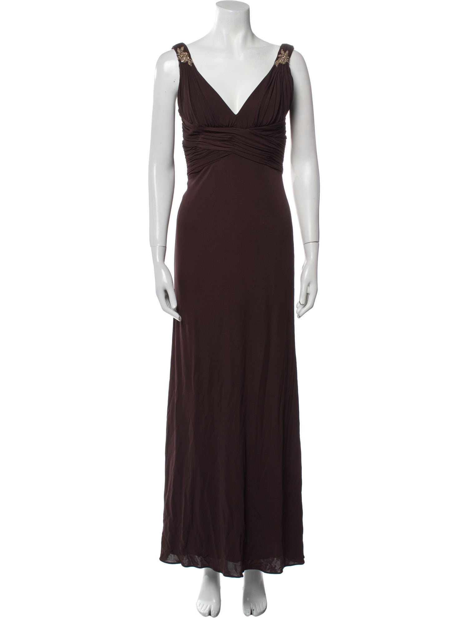 Badgley Mischka V-Neck Long Dress