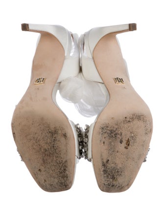 Badgley Mischka Satin Crystal Embellishments Slingback Pumps