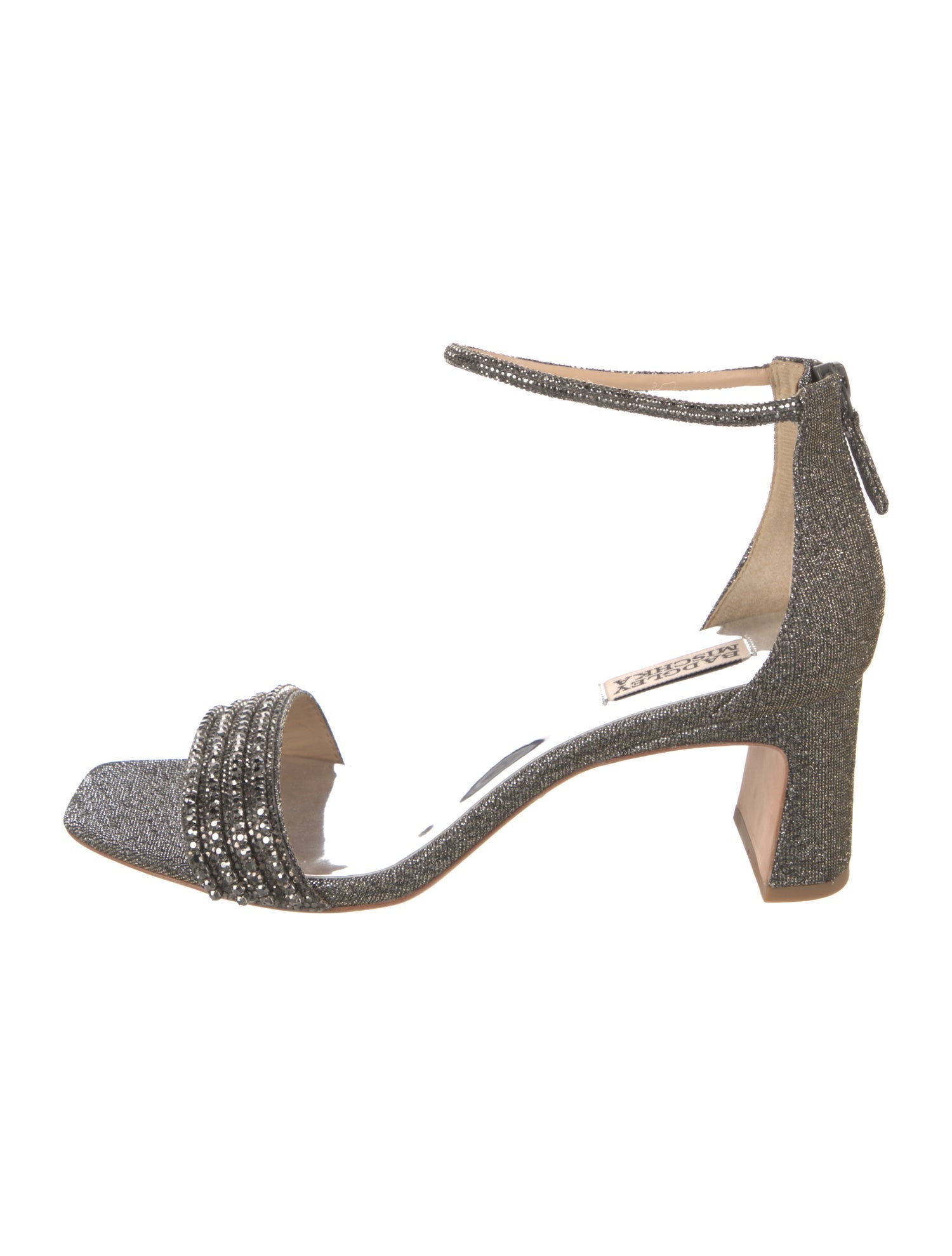 Badgley Mischka Canvas Crystal Embellishments Sandals