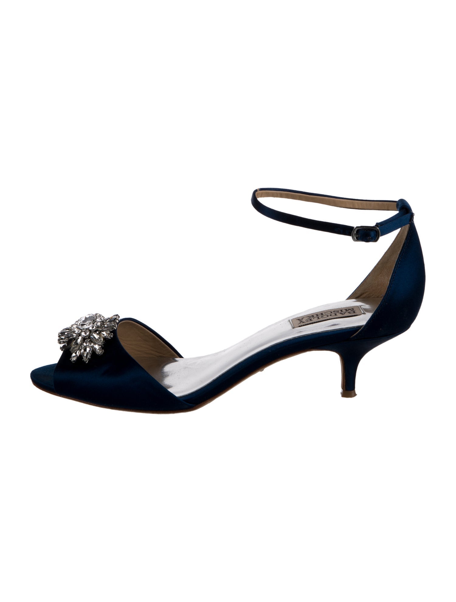 Badgley Mischka Satin Crystal Embellishments Sandals